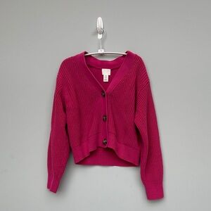 H&M Fuchsia Button-Up Cardigan